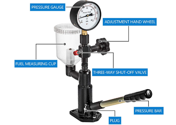 Diesel Engine 600 Bar Injector Tester with 0.8L Fuel Pressure Gauge – Diagnostic Tool for Fuel System Testing