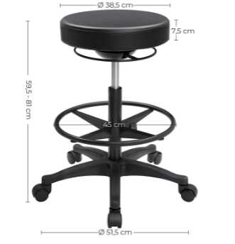 Ergonomic Work Stool with 360° Swivel – Adjustable Height and Footrest for Comfort and Versatility in Home or Office Use