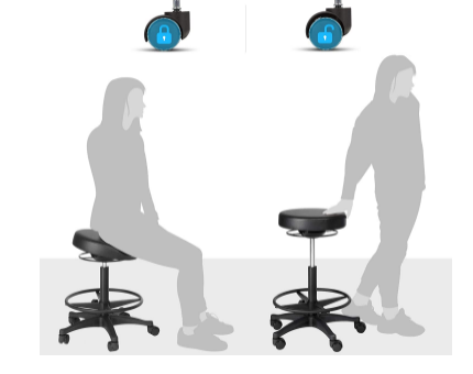 Ergonomic Work Stool with 360° Swivel – Adjustable Height and Footrest for Comfort and Versatility in Home or Office Use