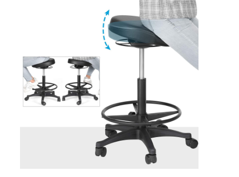 Ergonomic Work Stool with 360° Swivel – Adjustable Height and Footrest for Comfort and Versatility in Home or Office Use