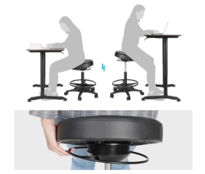 Ergonomic Work Stool with 360° Swivel – Adjustable Height and Footrest for Comfort and Versatility in Home or Office Use