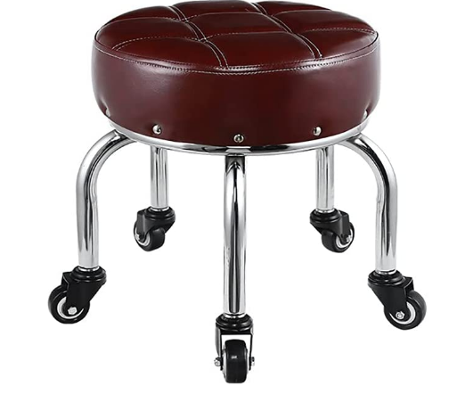 Small Swivel Rolling  Round Stool 5 Position Soft Footstool