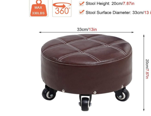 Mobile Small Round Stool With Swivel 5 Wheels