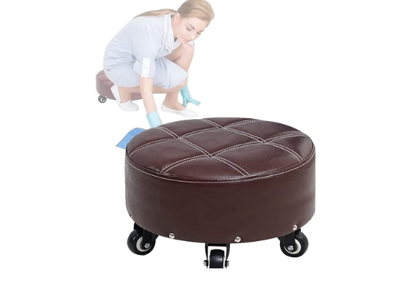 Mobile Small Round Stool With Swivel 5 Wheels