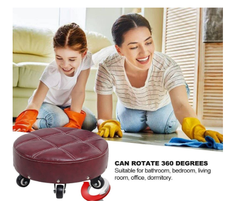 Mobile Small Round Stool With Swivel 5 Wheels