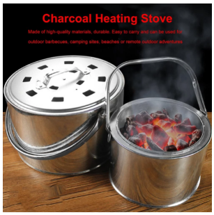 Stainless Steel Brazier Charcoal Heating Stove Indoor/Outdoor