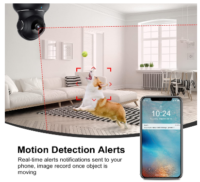 Security Indoor 1080p, 360° Camera with Motion Detection, Night Vision 360 Degree Swivel also Works with Alexa/Google Assistant/IFTTT