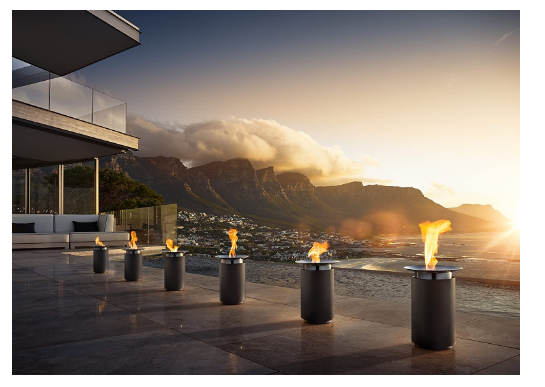 Gel Fire Pit with Extinguisher, Safe Outdoor Tabletop Fire Feature for Patio and Garden