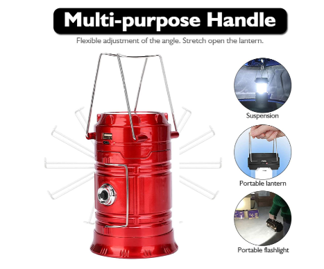 USB and Solar Rechargeable Camping Lantern