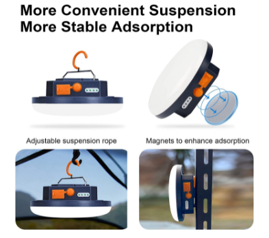 Camping Lantern with 9900mAh Rechargeable Battery, Magnetic Base, USB Charging, and Ultra-Bright LED for Outdoor Adventures