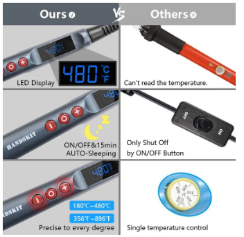 Handskit 90W LED Digital Soldering Iron Kit 110V/220V Adjust Temperature