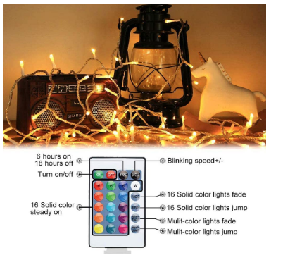 String Lights 20m 200 LED Plug in,16 Multi Colour Changing