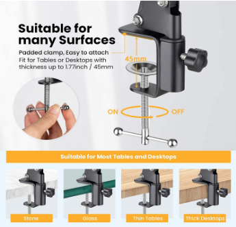 Overhead Tripod Mount Articulating Arm Phone Holder Video