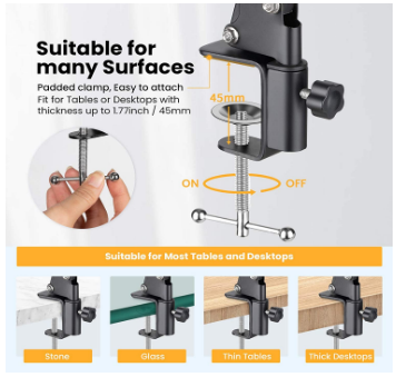 Overhead Tripod Mount Articulating Arm Phone Holder Video