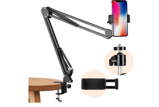 Overhead Tripod Mount Articulating Arm Phone Holder Video