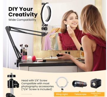 Overhead Tripod Mount Articulating Arm Phone Holder Video