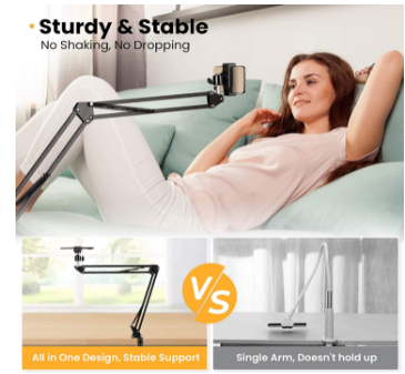 Overhead Tripod Mount Articulating Arm Phone Holder Video