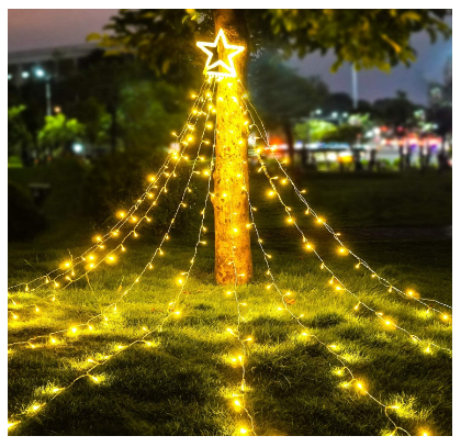 Christmas Tree Light Curtain, 400 LEDs, 16 Strands, Holiday Decoration