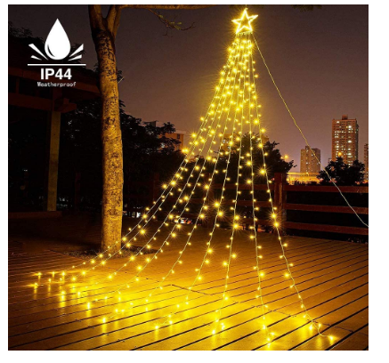 Christmas Tree Light Curtain, 400 LEDs, 16 Strands, Holiday Decoration