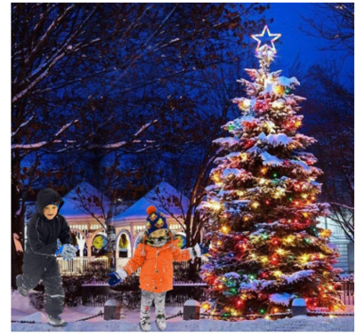 Christmas Tree Light Curtain, 400 LEDs, 16 Strands, Holiday Decoration