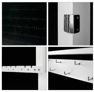 Wall Mounted Jewellery Cabinet with Frameless Mirror