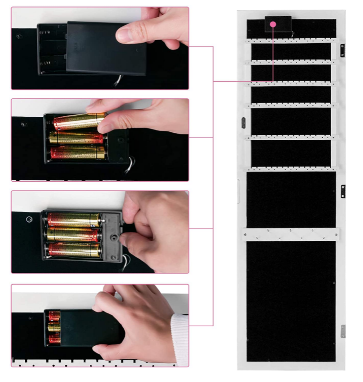 Wall Mounted Jewellery Cabinet with Frameless Mirror