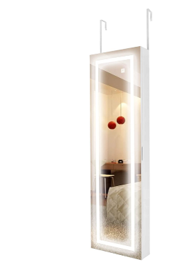 Wall Mounted Jewellery Cabinet with Frameless Mirror