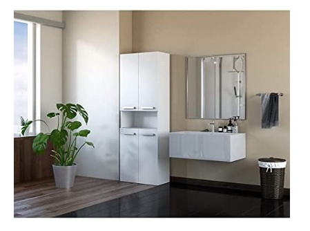Cabinet with 1 Built-in Laundry Basket – Storage Organizer for Clothes and Household Items