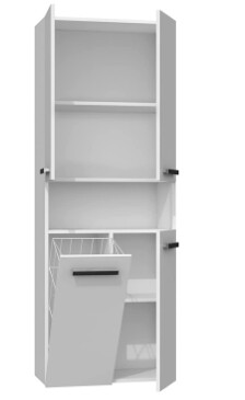 Cabinet with 1 Built-in Laundry Basket – Storage Organizer for Clothes and Household Items