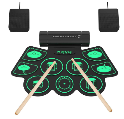 Electronic Drum Kit – Roll-Up Drum Set Supporting DTX Kits with Hand Percussion and Portable Design