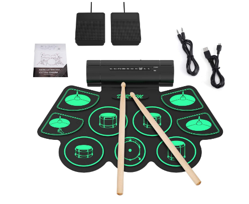 Electronic Drum Kit – Roll-Up Drum Set Supporting DTX Kits with Hand Percussion and Portable Design