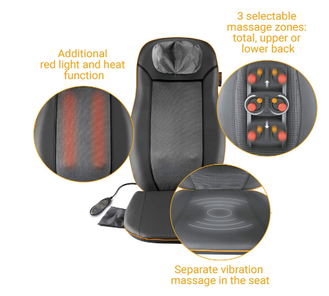 Electric Massage Seat Pad with 3 Massage Zones and Heat Function – Therapeutic Seat Cushion for Back, Neck, and Shoulder Pain Relief