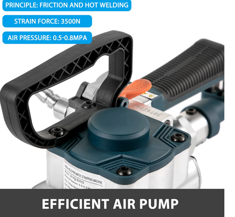 Handheld Pneumatic Strapping Machine with 3500N Max Tension for Heavy-Duty Packaging and Binding