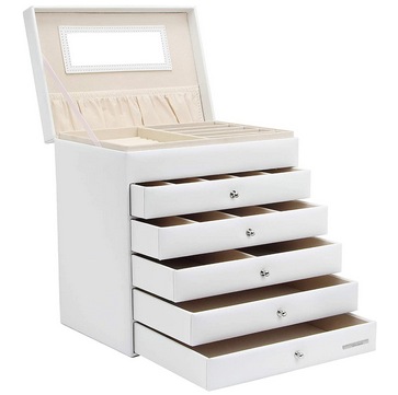 Large Jewelry Organizer Storage Boxes with 5 Drawers and Mirror