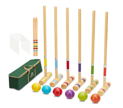 Six Player Croquet Set with Deluxe Premiun Wooden Game Set for Adults,Teens,Family