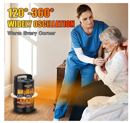 Infrared Standing Heater 700W with 360° Rotation, 4 Modes for Energy Saving and Efficient Heating