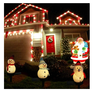 Snow Man Solar Christmas Lights Outdoor Waterproof Post Lamp Lawn Landscape Garden Decoration Lights