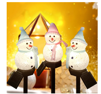 Snow Man Solar Christmas Lights Outdoor Waterproof Post Lamp Lawn Landscape Garden Decoration Lights