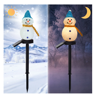 Snow Man Solar Christmas Lights Outdoor Waterproof Post Lamp Lawn Landscape Garden Decoration Lights