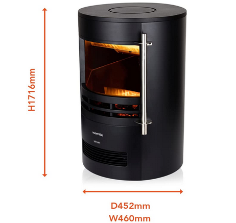 Stove with Two Heat Settings, Realistic LED Flame Effect, 2000W