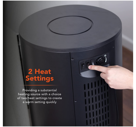 Stove with Two Heat Settings, Realistic LED Flame Effect, 2000W