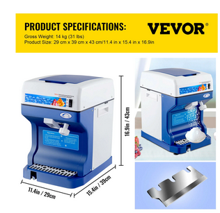 Electric Cube Ice Shaver and Granizing Machine – Commercial Ice Crusher for Smoothies, Desserts, and Cold Beverages