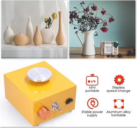 Children&#39;s Electric Pottery Machine, DIY Craft Kit for Kids, Creative Pottery Wheel Toy