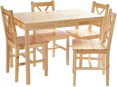 Pine Table and Chairs Set 4
