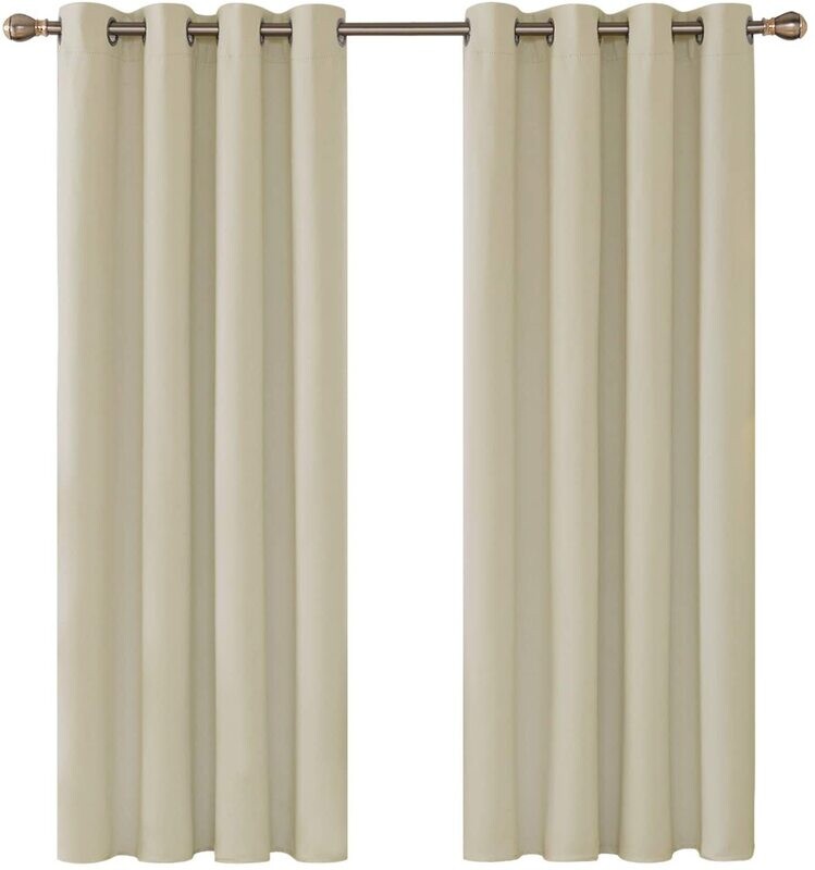 Eyelet Curtains with Tie Backs – Opaque Short Blackout Curtains for Living Room and Bedroom