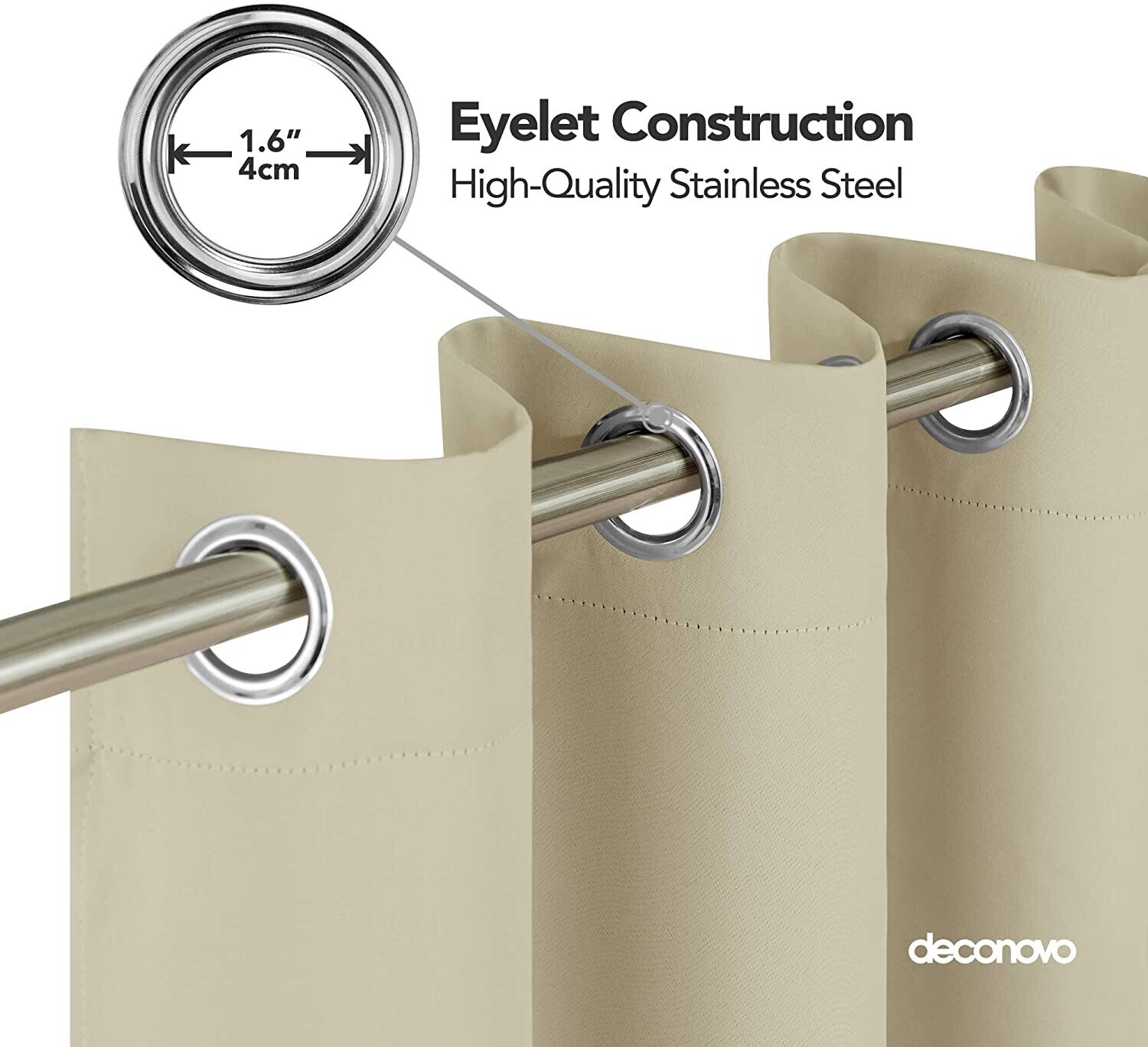 Eyelet Curtains with Tie Backs – Opaque Short Blackout Curtains for Living Room and Bedroom