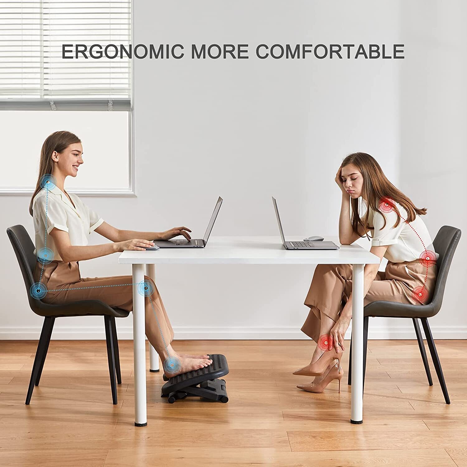 Footrest with 3 Adjustable Heights and Angled Ergonomic Support for Comfort