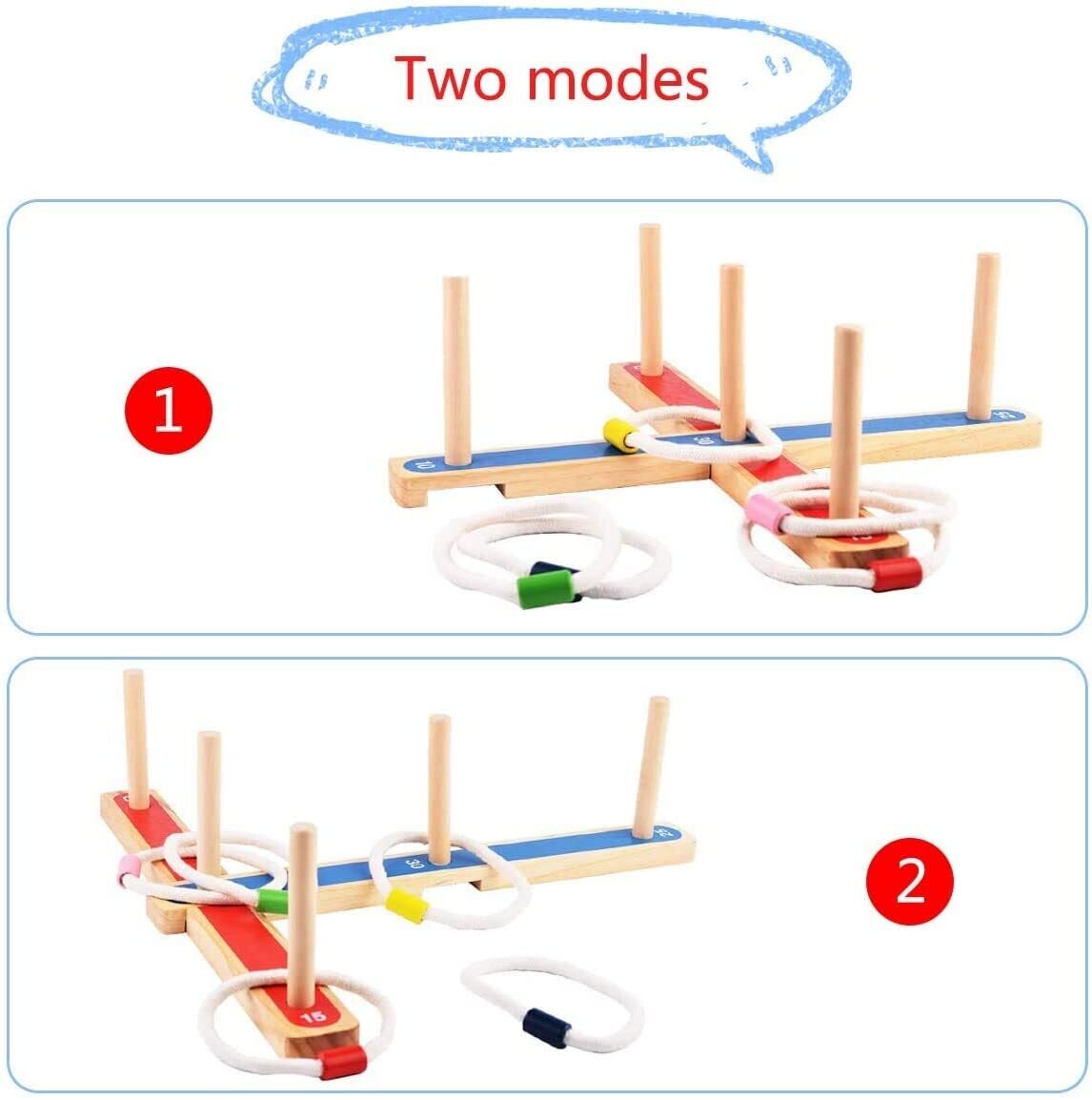 Ring Toss Game for Kids and Adults, 5 Pcs Wooden Rope Quoits