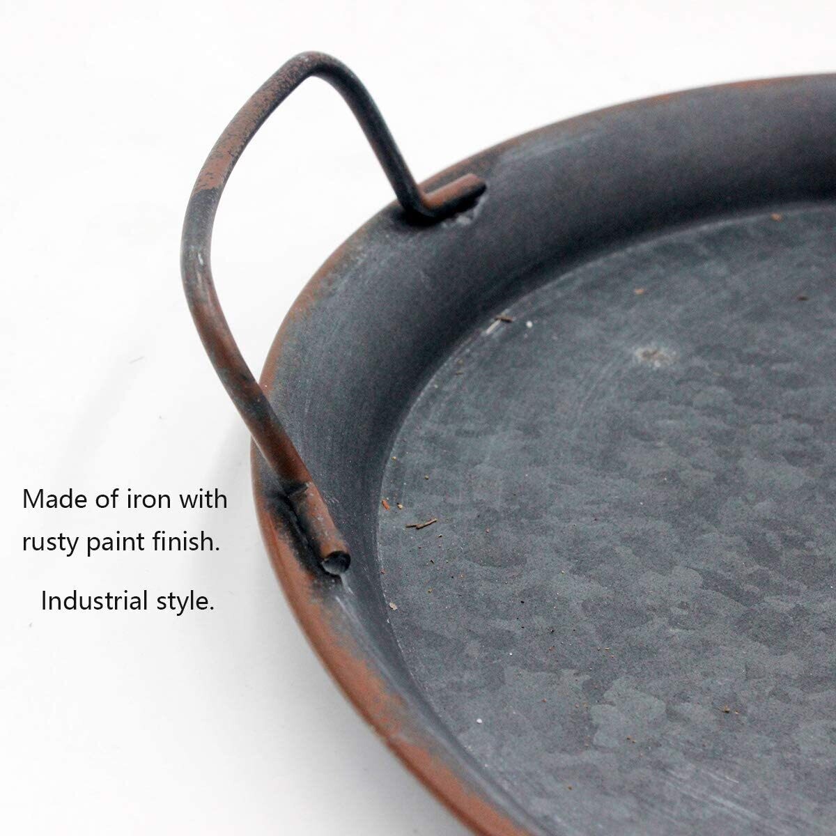 Industrial Style Metal Iron Tray for Home Decor, Serving, and Stylish Organization
