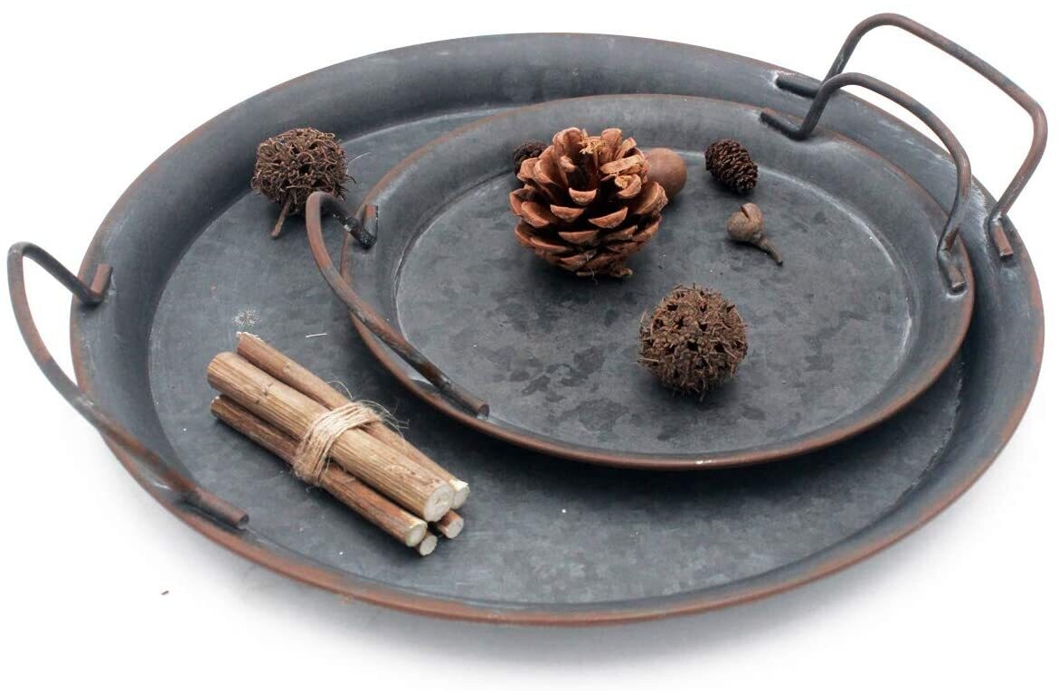 Industrial Style Metal Iron Tray for Home Decor, Serving, and Stylish Organization